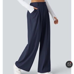 Halara Navy Wide-Leg Waffle Trouser